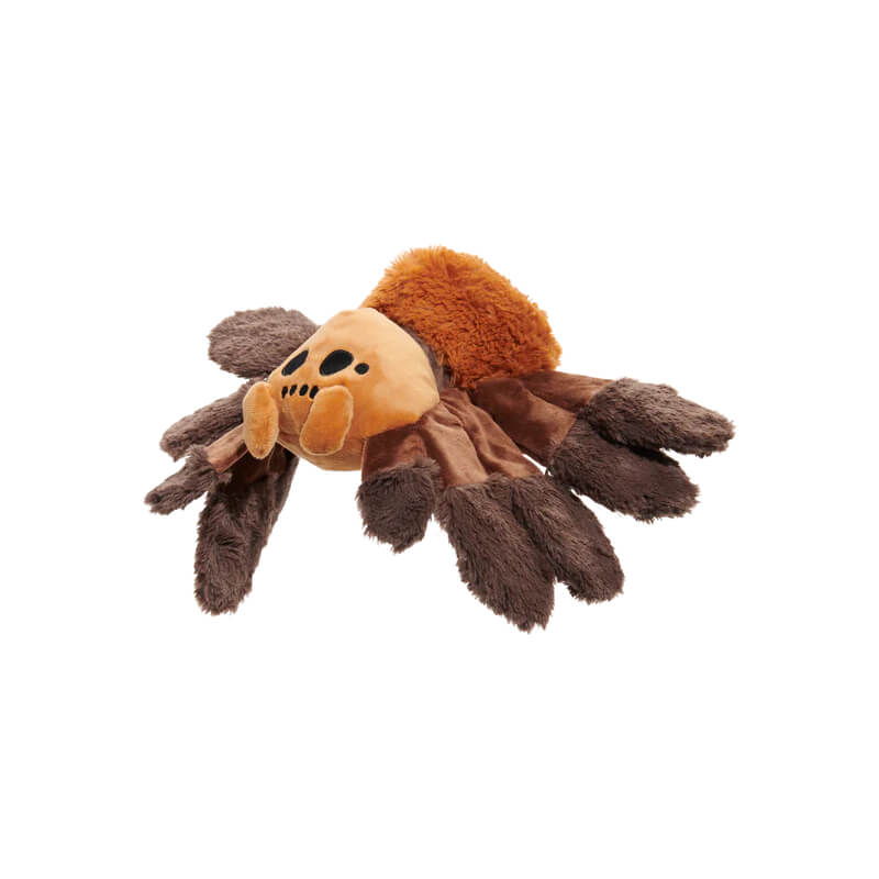 The BARK Harry Potter Aragog Dog Toy is a plush spider with fuzzy legs and a squeaker inside.