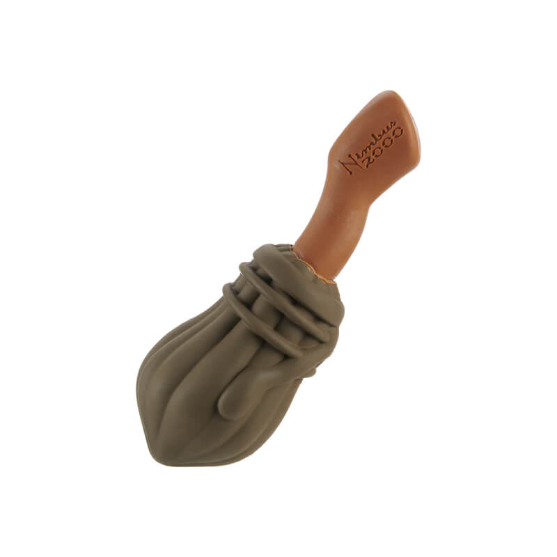The BARK Harry Potter Nimbus 2000 Rubber Dog Toy is a durable brown broomstick for dogs.