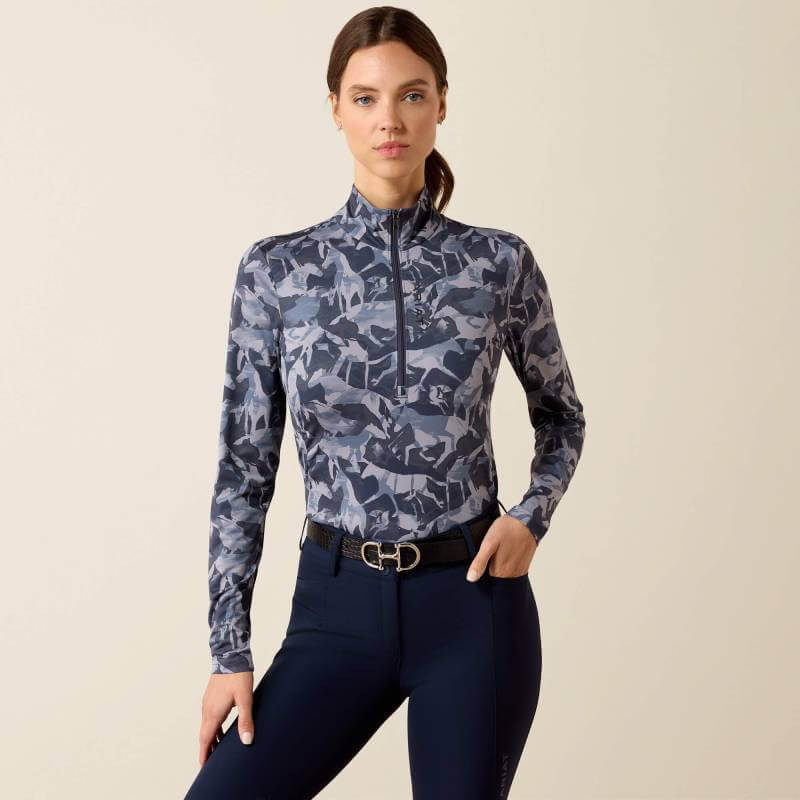 Ariat Womens Lunaveil 1/2 Zip Baselayer Polar Coincide Print