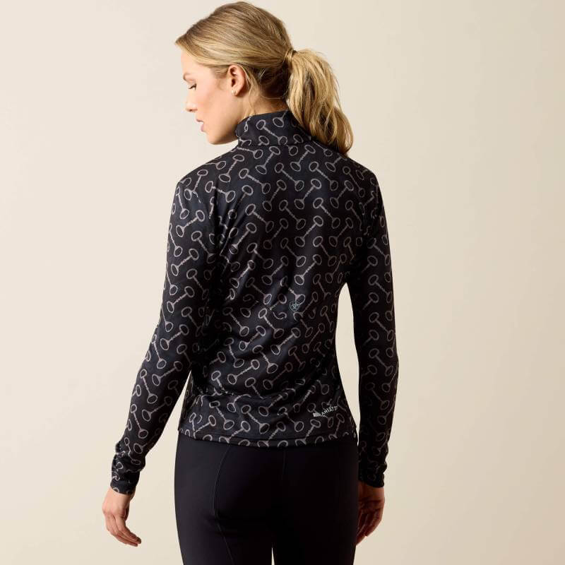 Ariat Womens Lunaveil 1/2 Zip Baselayer Black French Link Print