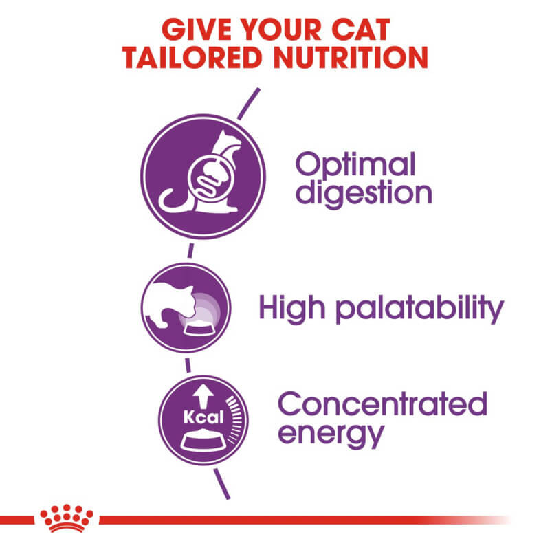 Royal Canin Sensible: Supports digestive health, high palatability, and concentrated energy.