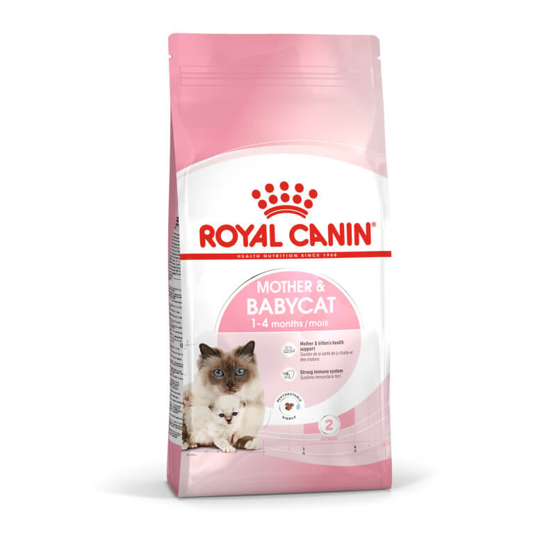 Royal Canin BabyCat kitten food in pink and white for weaning kittens.