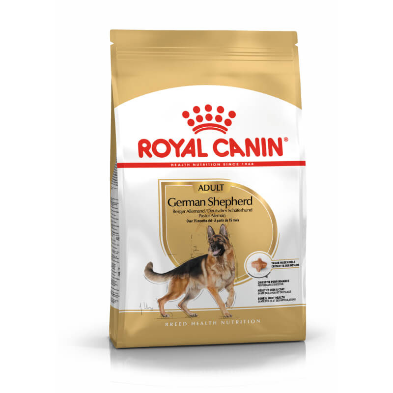 Royal Canin German Shepherd dog food supports adult dogs' digestion and joint health.