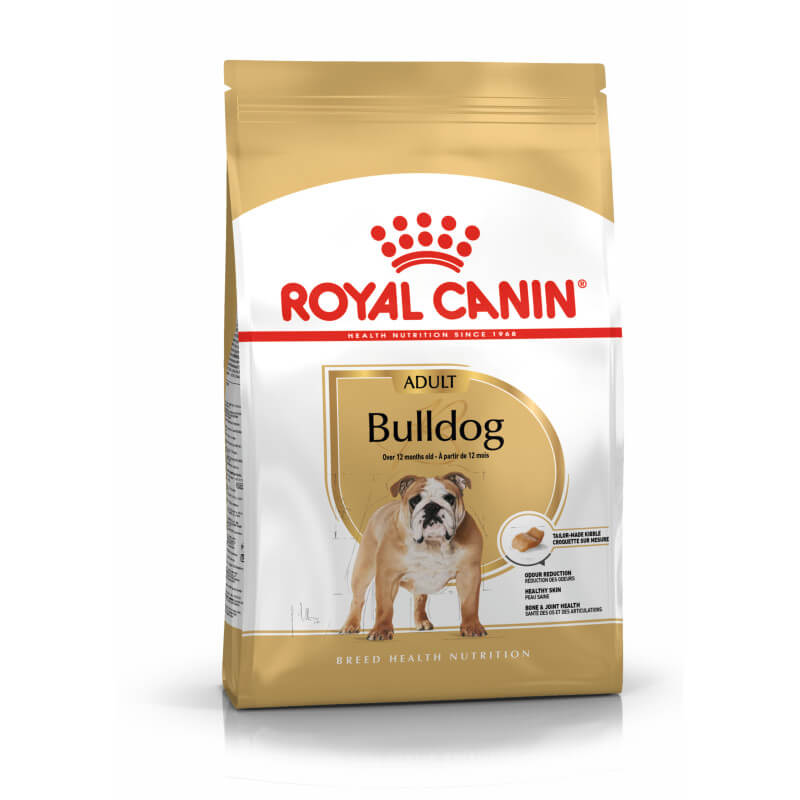 Royal Canin Bulldog adult dog food supports digestive health and joints.