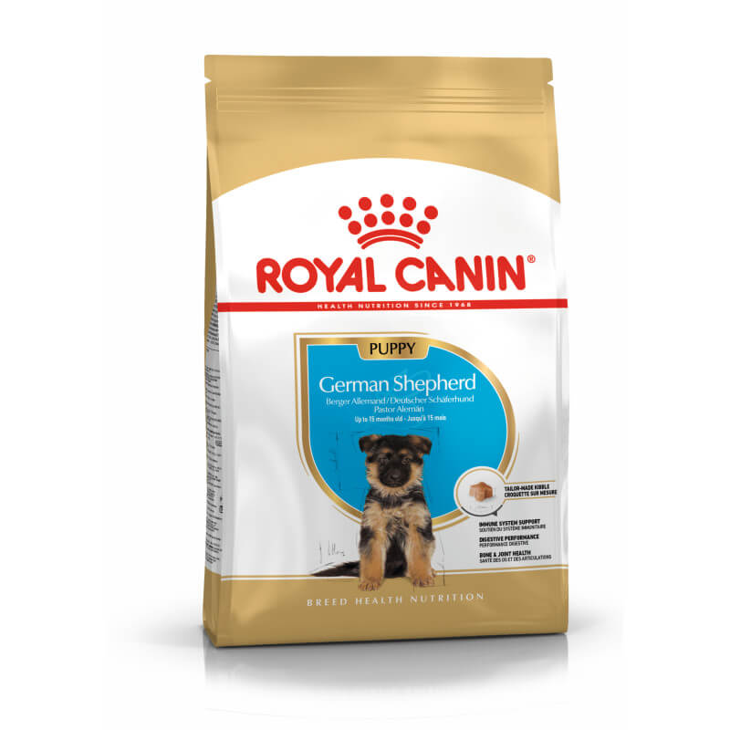 Royal Canin German Shepherd Puppy food supports nutrition for German Shepherd puppies.