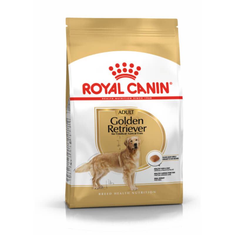 Royal Canin Golden Retriever Adult features breed-specific kibble for a healthy coat.