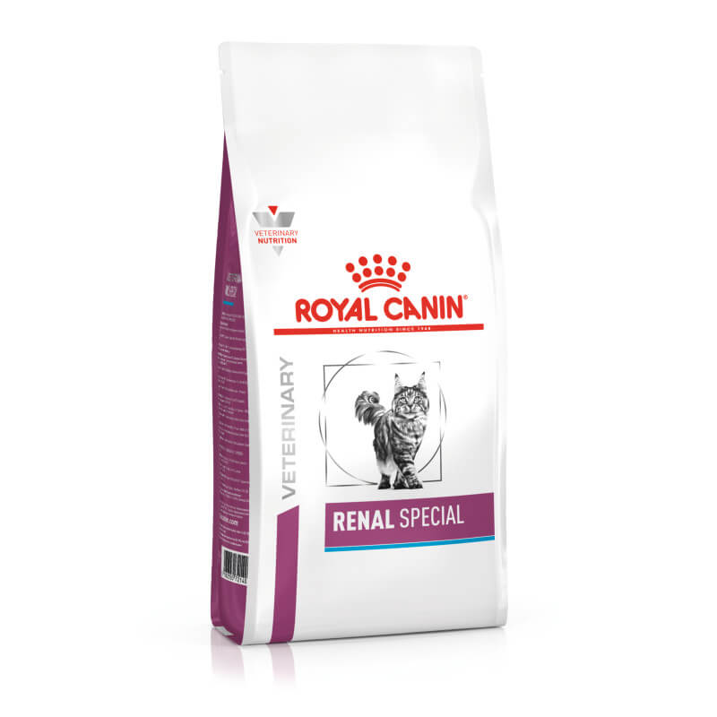 Royal Canin Veterinary Renal Special Adult Dry Cat Food for cats needing renal support.