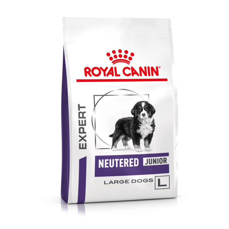 Royal Canin Veterinary Neutered Junior Dry Large Dog Food 12kg for neutered large breed puppies.