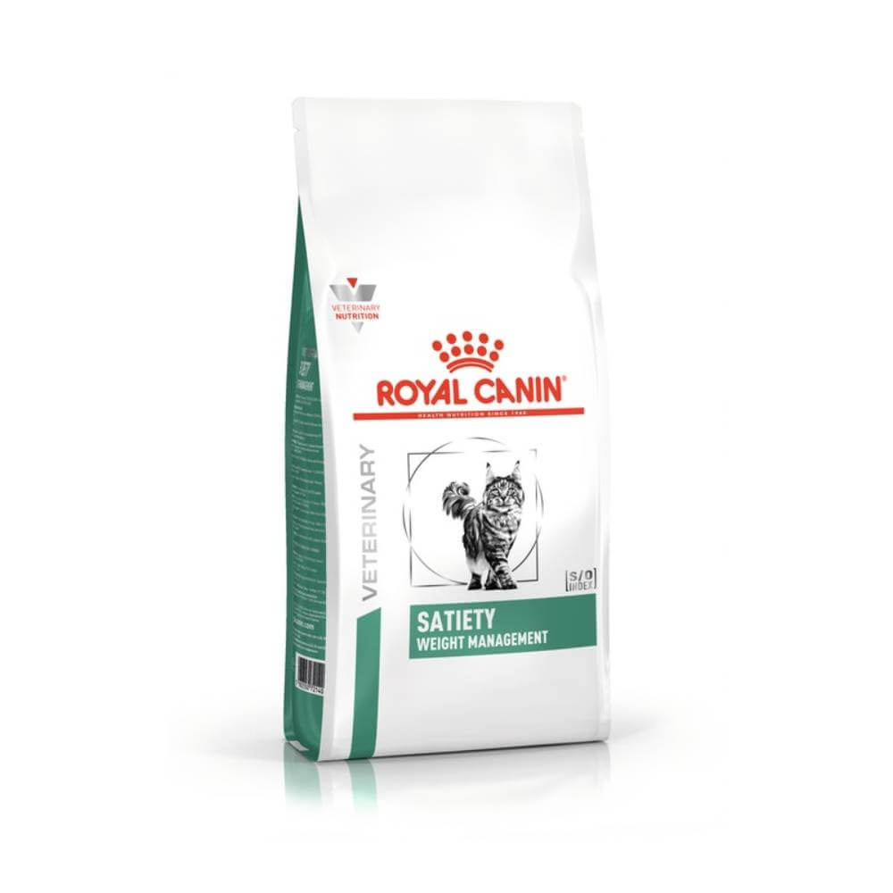 Royal Canin Veterinary Feline Satiety Weight Management helps manage your cat’s weight effectively.
