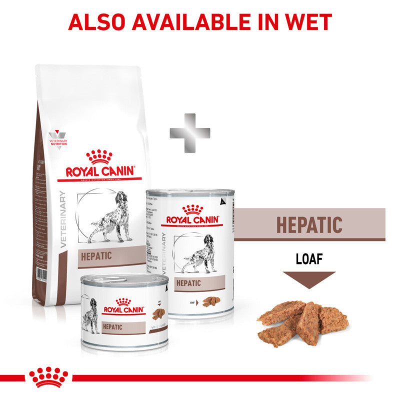 Royal Canin Veterinary Canine Hepatic Dry Dog Food supports liver health in dogs.