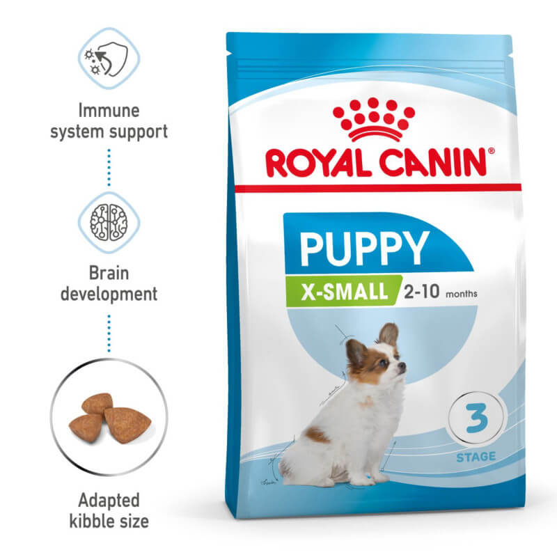 Royal Canin X-Small Puppy 1.5kg food for extra small breed puppy growth and development.