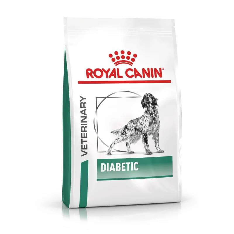 Royal Canin Veterinary Canine Diabetic dry dog food for diabetic dogs.