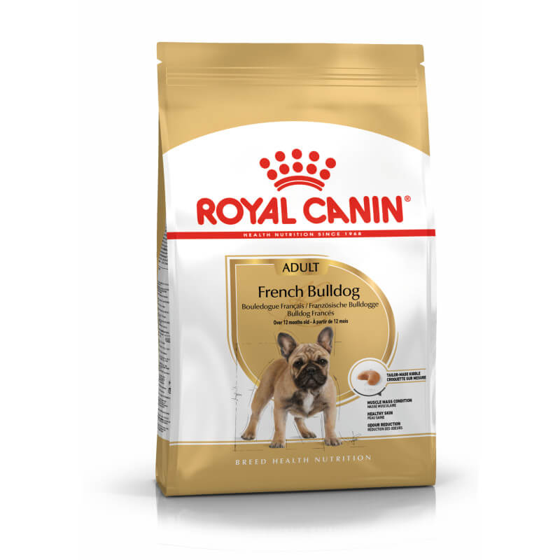 Royal Canin French Bulldog dog food for adults provides breed-specific nutrition in one bag.