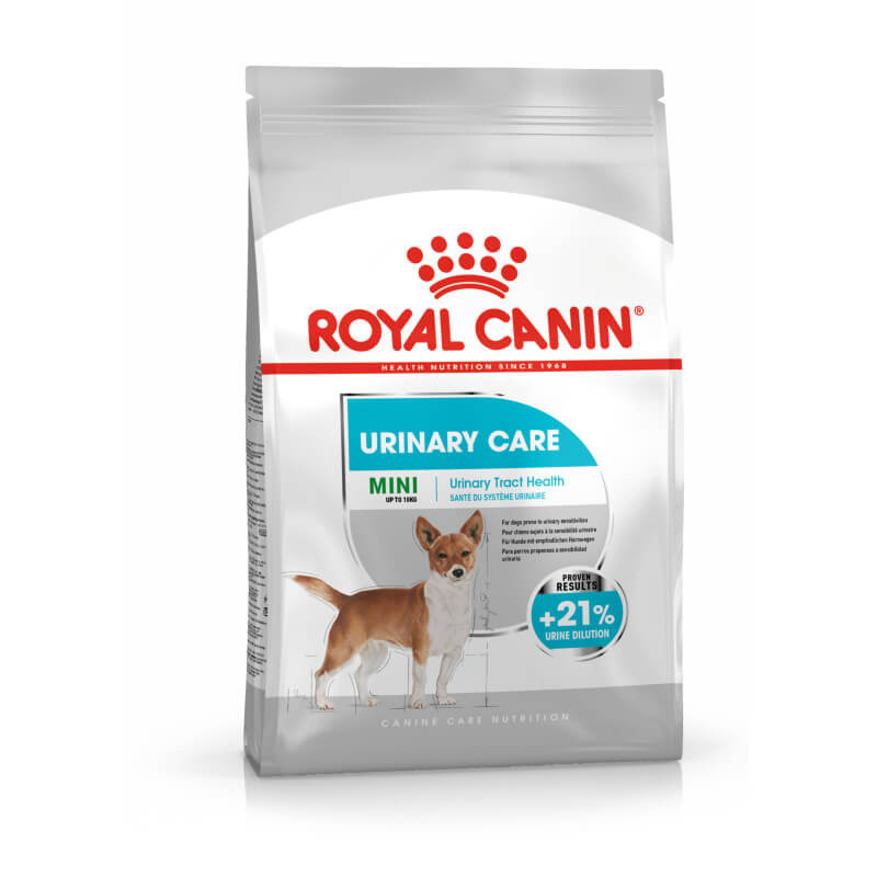 Royal Canin Mini Urinary Care dog food for small breeds and urinary health.