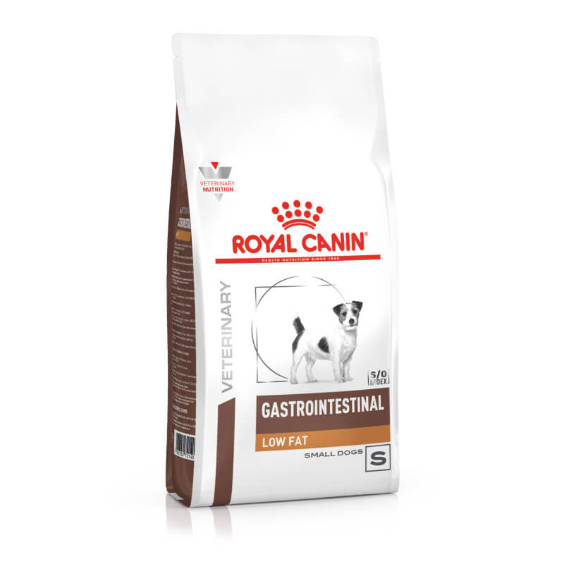 Royal Canin Veterinary Gastrointestinal Low Fat Small Dog supports digestive health.