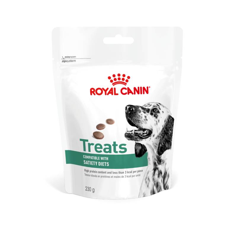 Royal Canin Veterinary Satiety Treats 230g—high protein treats for dog weight management.