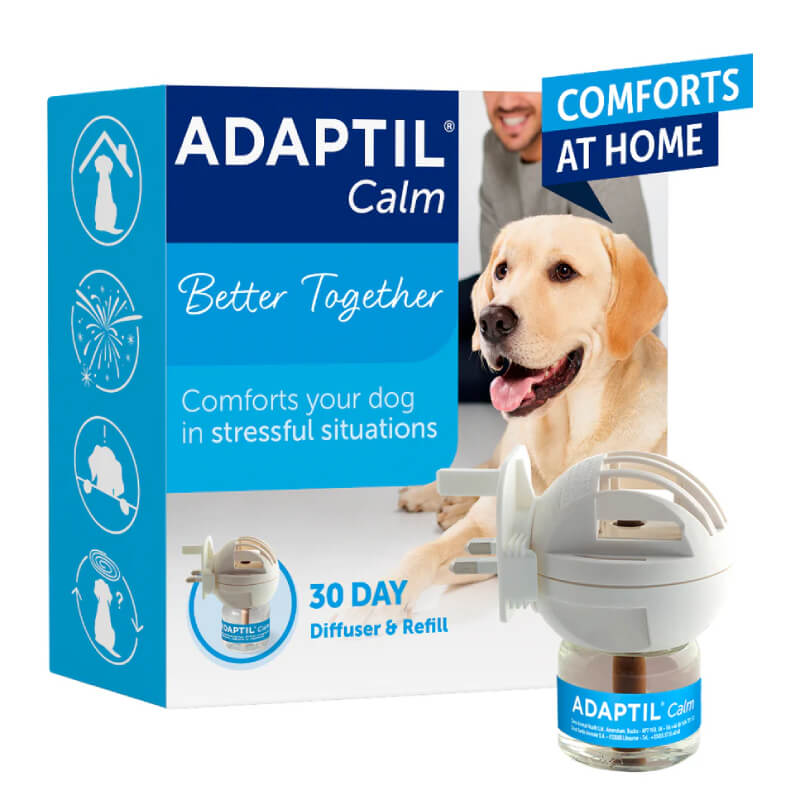 Adaptil Calm Home Diffuser 30 Day Starter Kit provides effective stress relief for dogs.