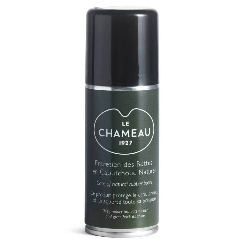 Le Chameau Rubber Spray for boots with a black cap and green label.