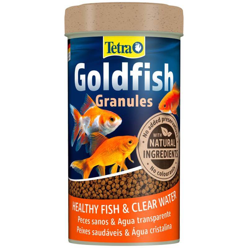 Tetra Goldfish Granules 80g promotes cleaner water with natural ingredients for goldfish.