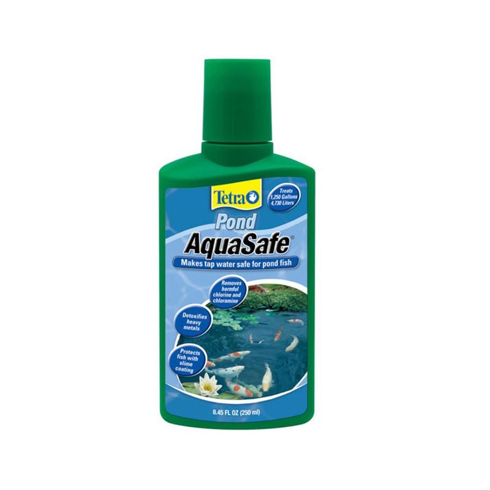 Tetra Tetrapond Aquasafe 250ml makes tap water safe for pond fish.