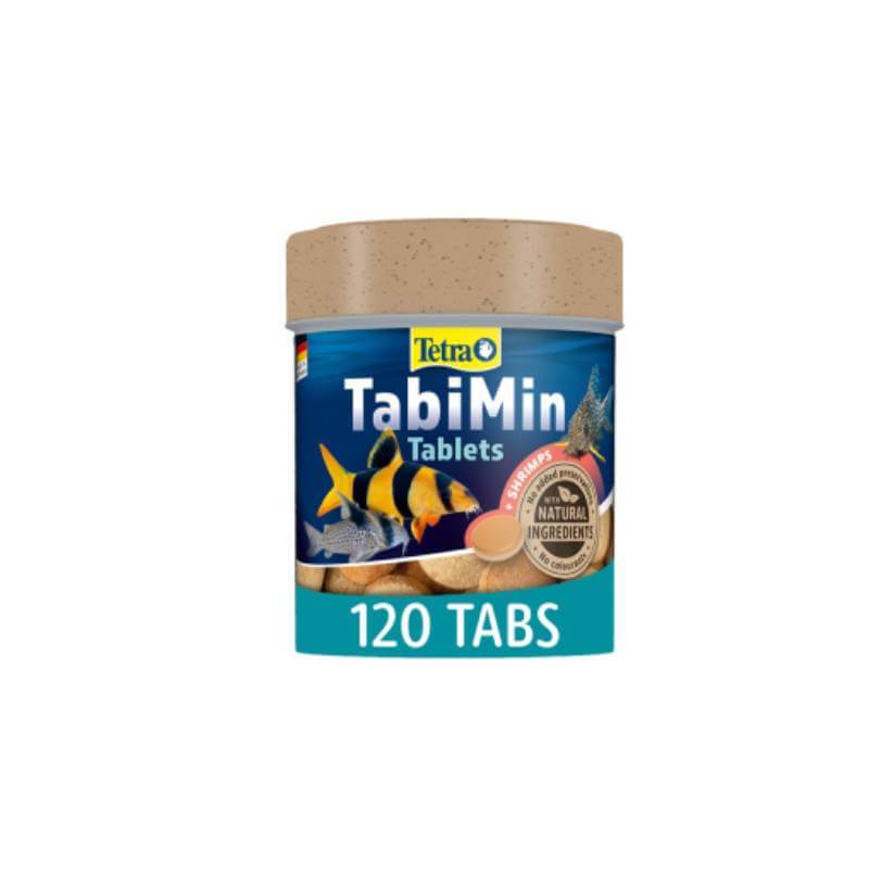 Tetra Tablets TabiMin 120pk 36g—complete bottom feeder nutrition with sinking tablets.