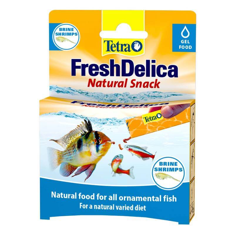 Tetra Fresh Delica Brine Shrimp 16x3g is a protein-rich treat for ornamental fish.