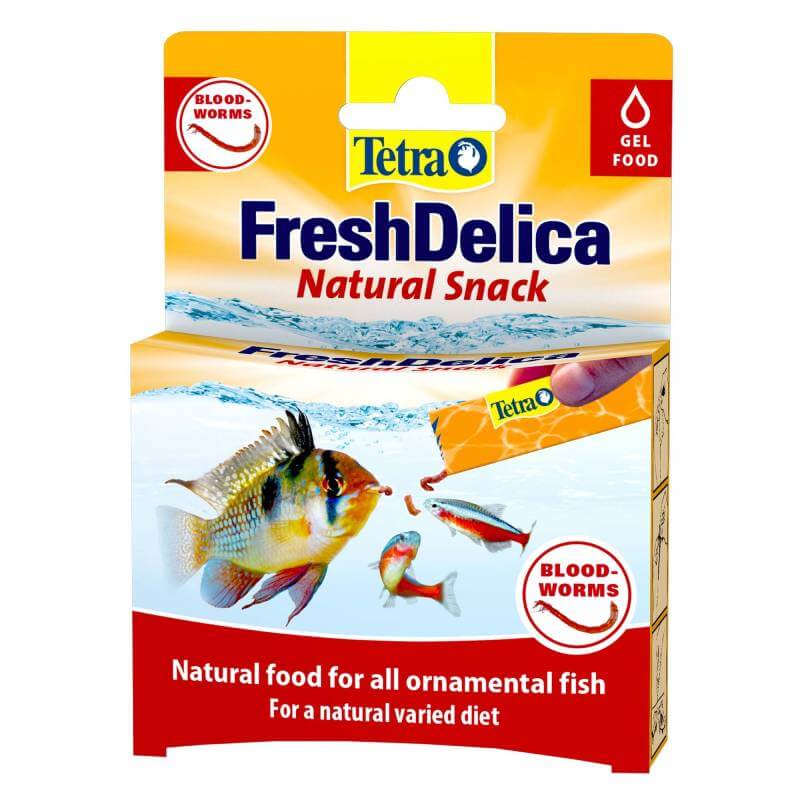 Tetra Fresh Delica Bloodworm 16x3g is a high-protein treat for aquarium fish.