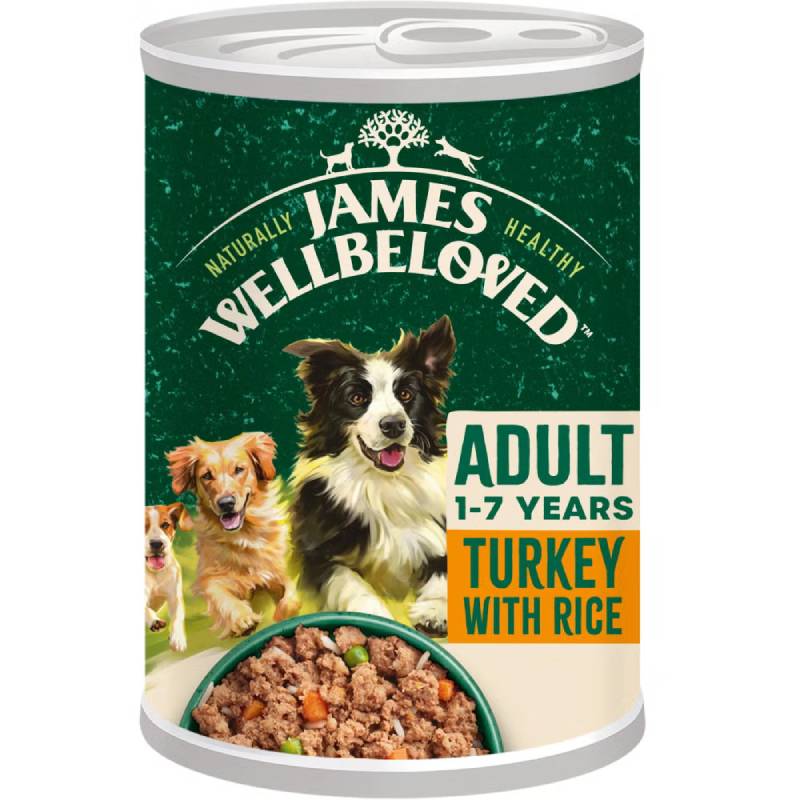 James Wellbeloved Adult Turkey & Rice in Loaf Can 400g dog food for adults.