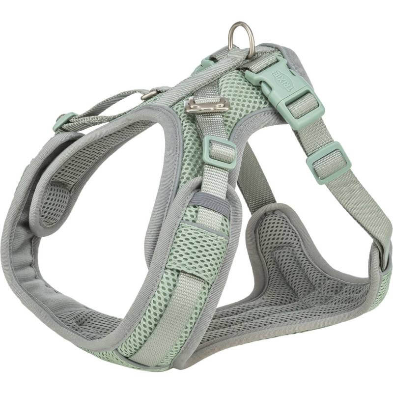 Trixie Premium FlexMesh Harness Sage: breathable mesh, adjustable straps, and metal ring.