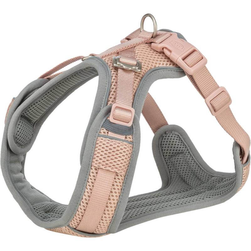 Trixie Premium FlexMesh Harness Blush: light pink/gray, adjustable straps, metal ring.