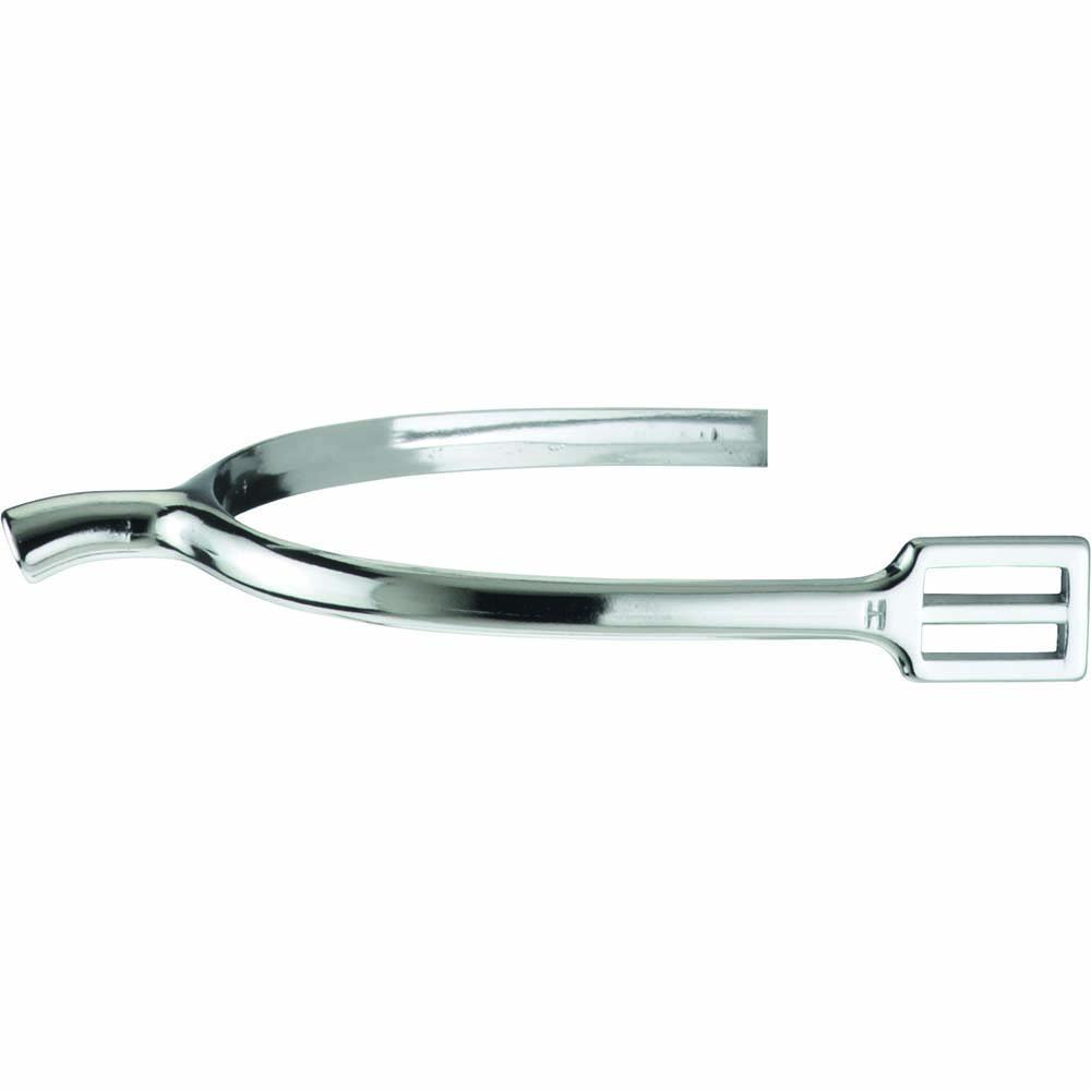 The Sprenger Never Rust Spur ¾" features a polished, curved chrome-plated body with a slotted end.