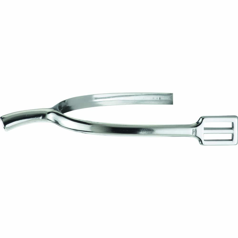 Sprenger Never Rust Ladies Spur 1¼", chrome-plated, 30mm neck, rectangular rowel, side view.