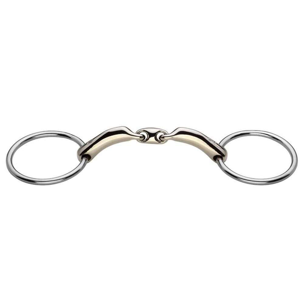 Sprenger Novocontact 16mm loose ring snaffle with curved mouthpiece and double joint center.