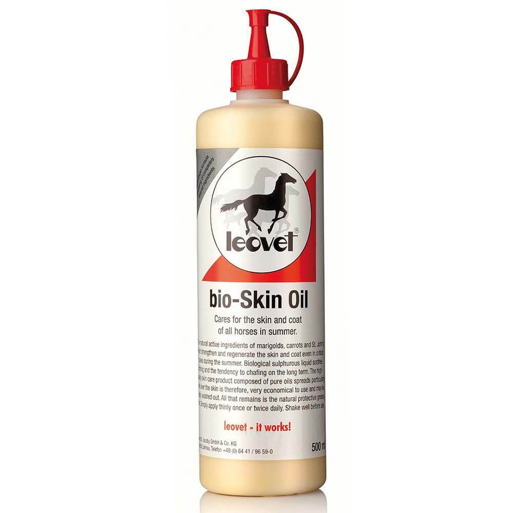 Leovet Bio-Skin Oil 500ml for horses, ideal for skin irritations and sweet itch.