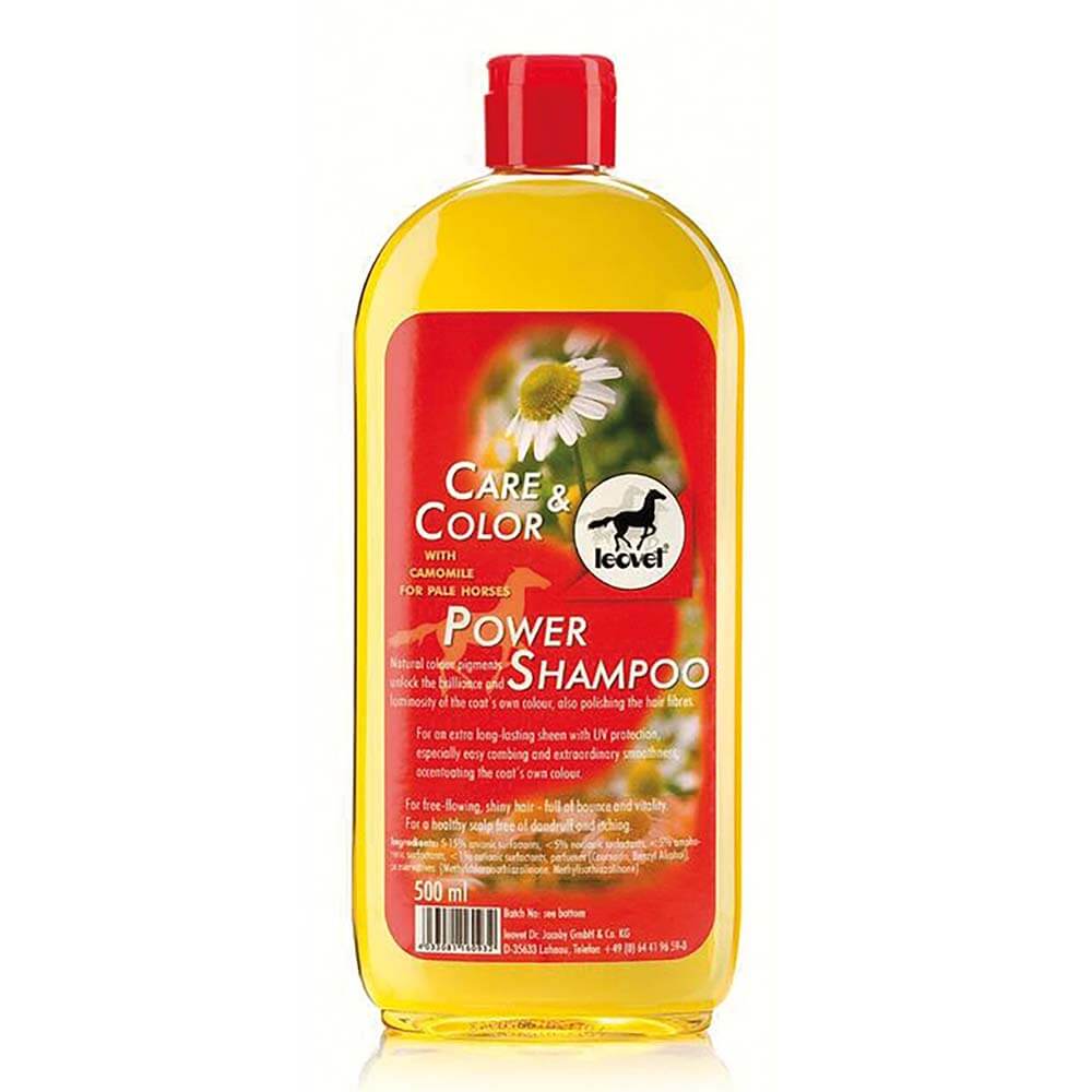 Leovet Power Shampoo For Pale Horses 500ml brightens coats with chamomile.