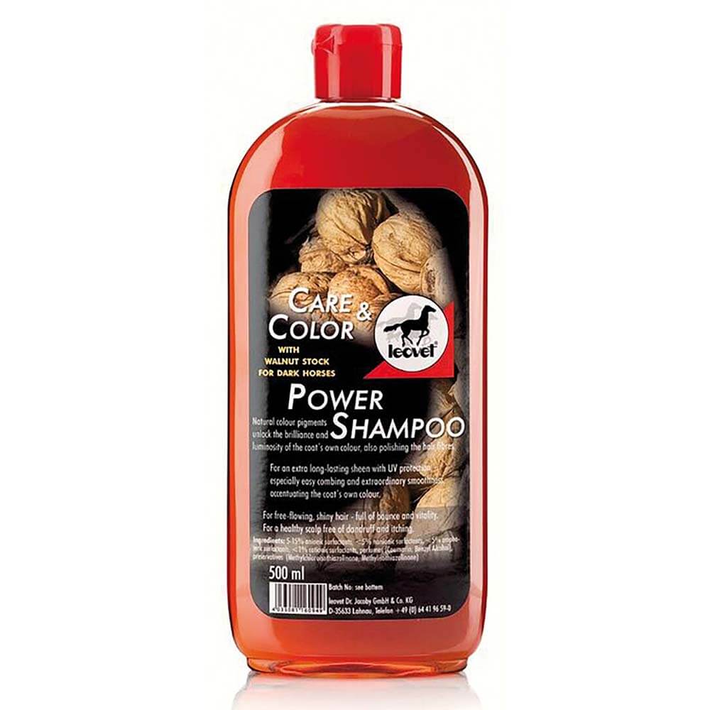 Leovet Power Shampoo For Dark Horses 500ml with colour pigments and UV protection.