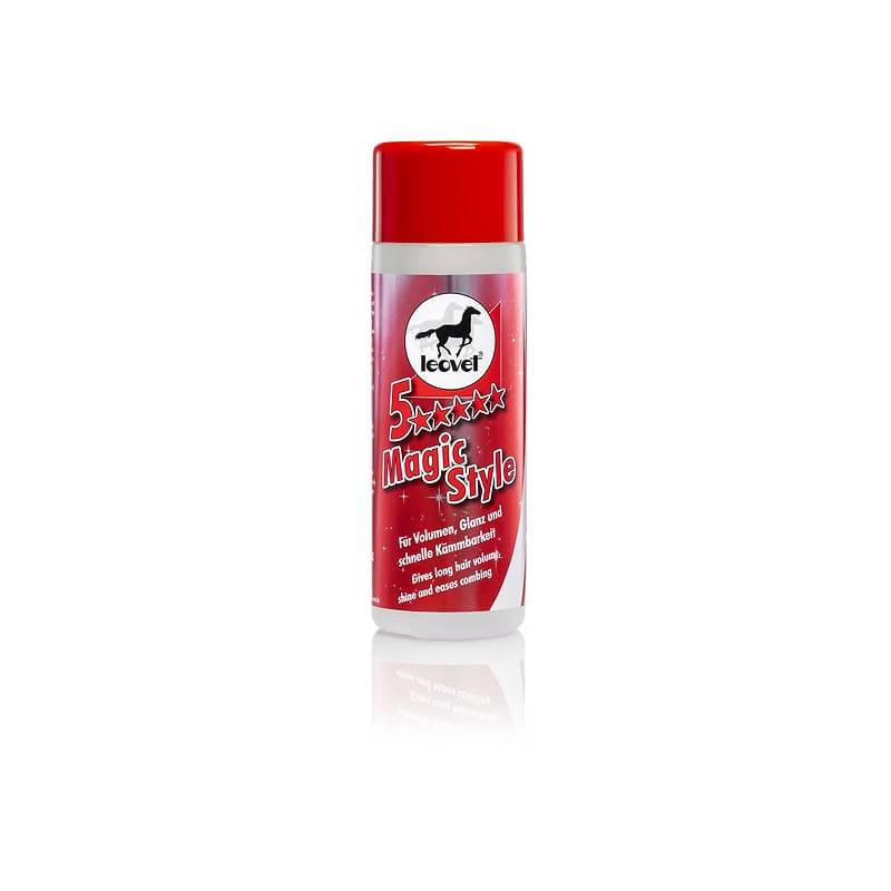 Leovet 5 Star Magic Style 200ml spray gives instant shine and detangles horse manes and tails.