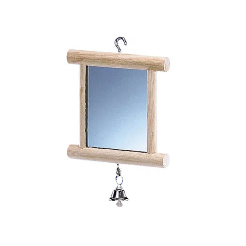 Nobby Mirror with Bell: a hanging cage accessory from Nobby, includes a bell for birds.