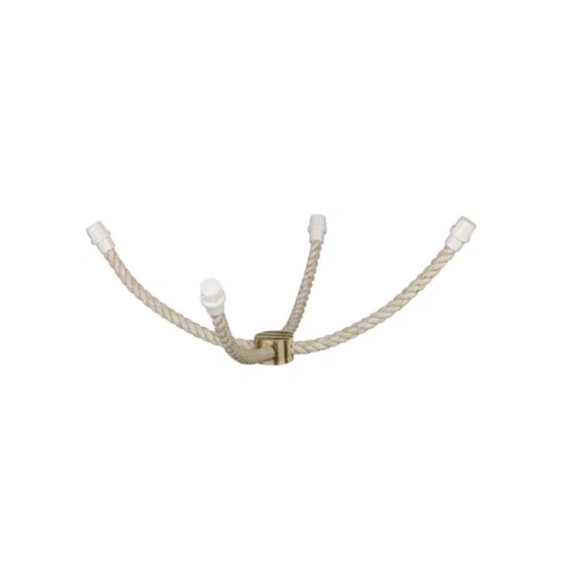The Nobby Sisal Perch 60cm features white rope arms and white caps for a gold bird cage.