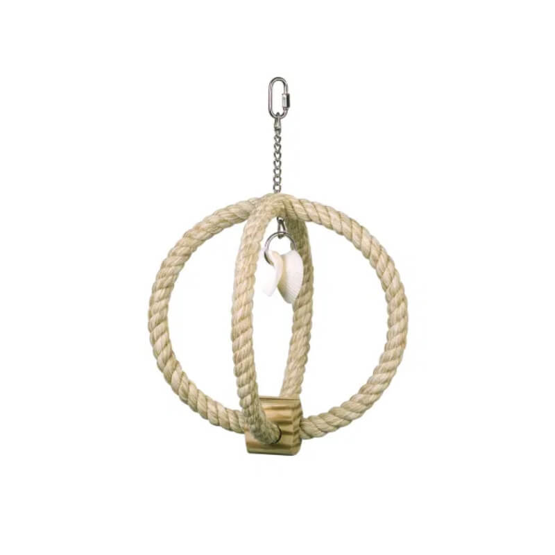 Nobby Climbing Ring with shells, 22.5cm—fun hanging bird toy with wood block and clip.