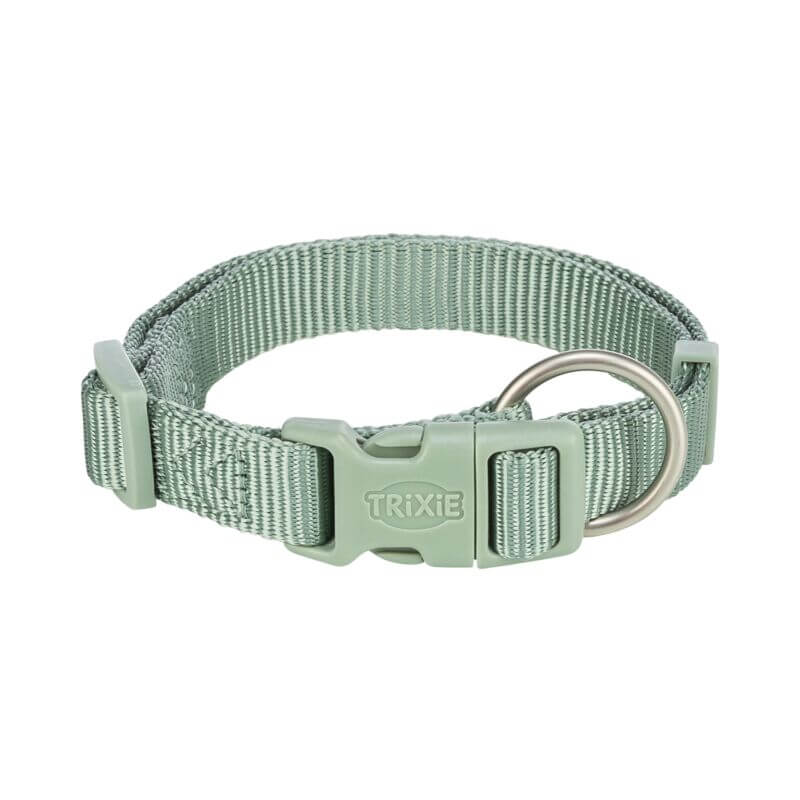 Trixie Premium Collar Sage: durable pet collar with plastic buckle and metal ring.