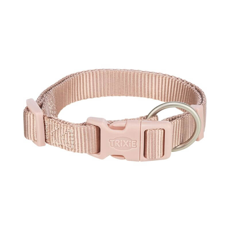 Trixie Premium Collar Blush—adjustable, durable dog collar with plastic buckle and metal ring.