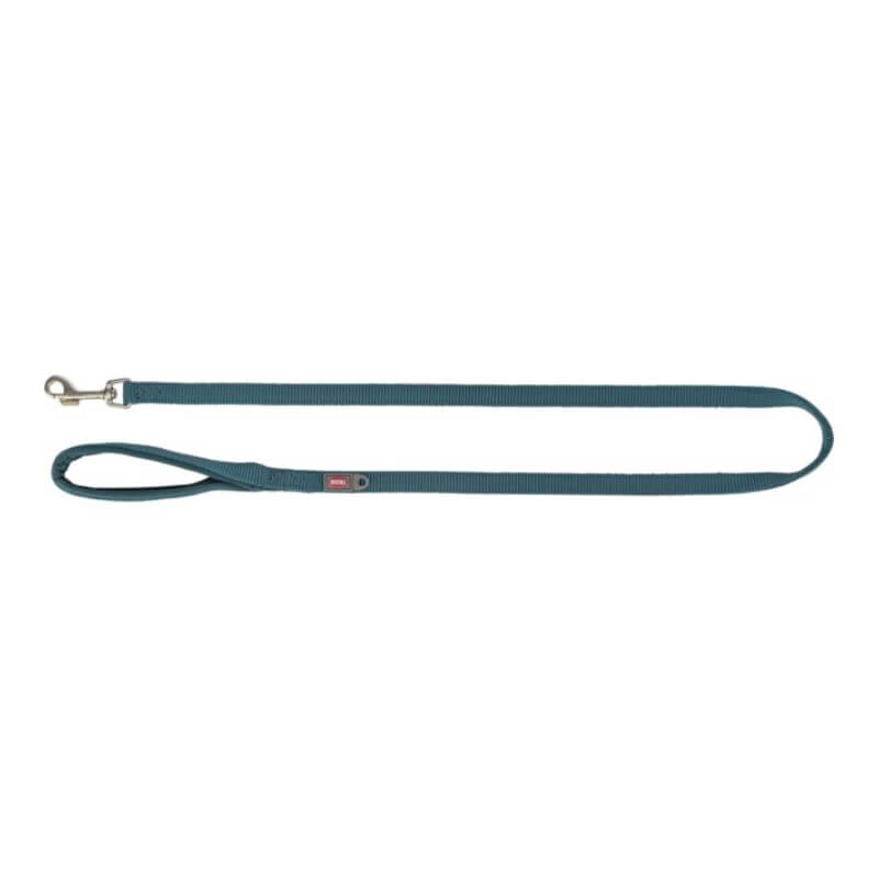 Trixie Premium Lead Petrol with durable webbing and neoprene-padded hand loop.