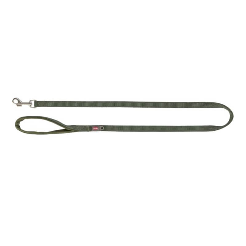 Trixie Premium Lead Olive Green with durable webbing, padded handle, and metal clip.