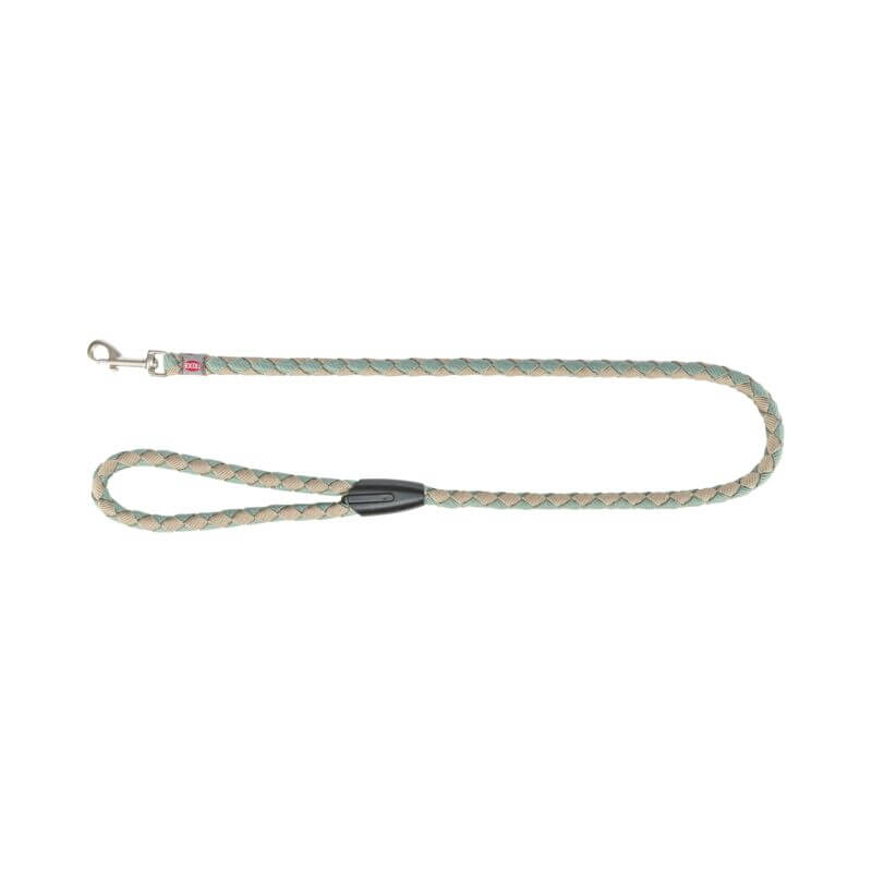 Trixie Cavo Lead Sage/Sand, braided dog lead with metal clip and loop handle.