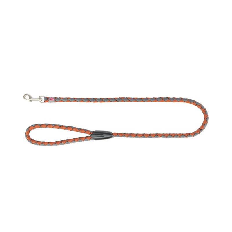 Trixie Cavo Lead Rust/Graphite: Braided lead with loop handle and metal clasp.