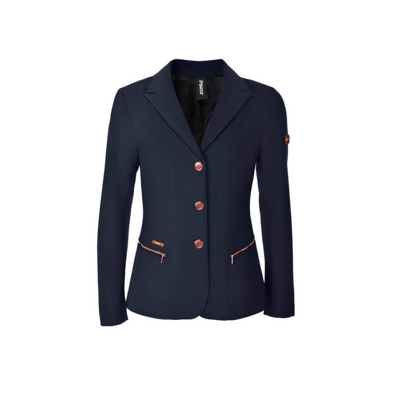 Pikeur Manila Show Jacket Nightblue with copper buttons and zippered pockets.