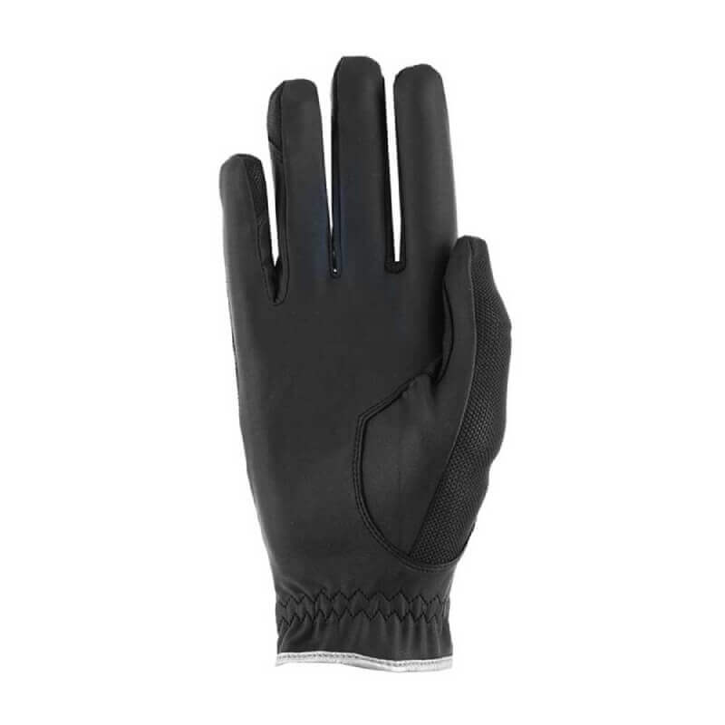 Roeckl Samorin Gloves Black: breathable summer riding gloves with textured palm for grip.