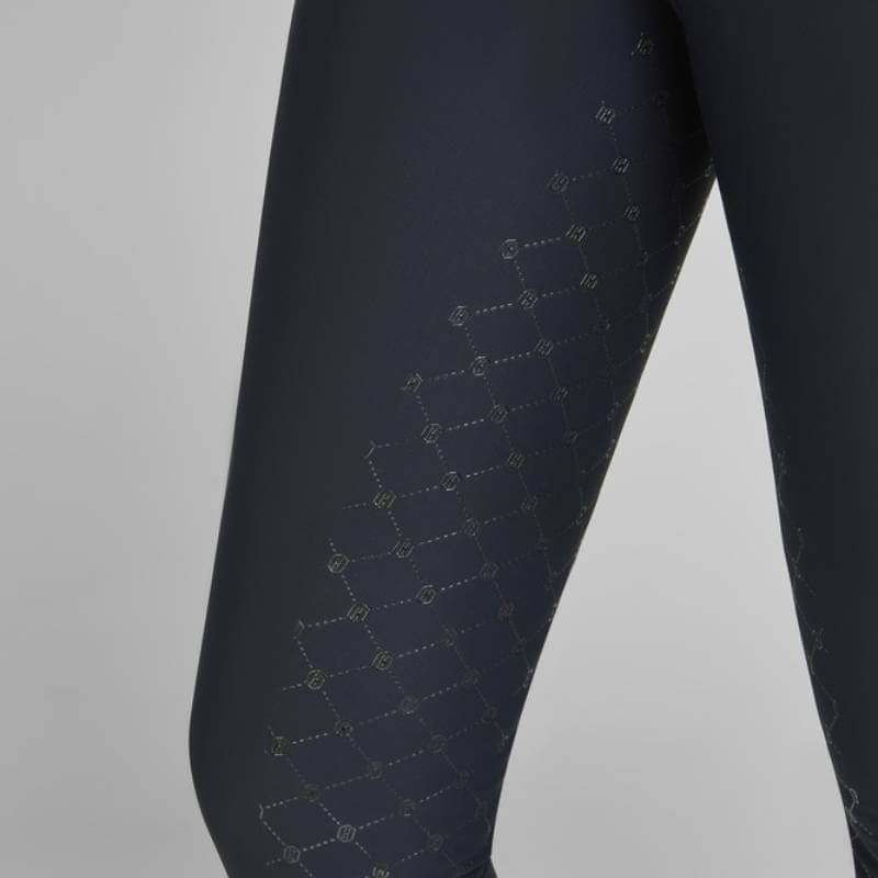 Eskadron Heritage Cosy Riding Tights Black with a subtle geometric side pattern.
