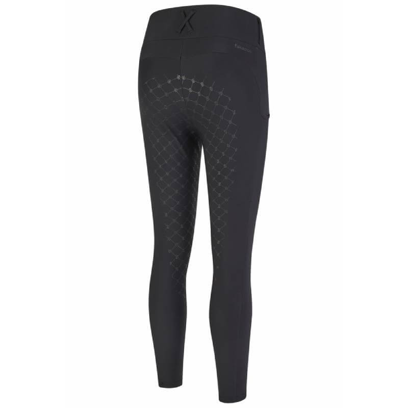 Eskadron Heritage Cosy Riding Tights Black with full-grip diamond seat and thigh, rear view.